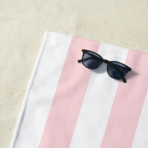 Strandtuch Federpastell Rosa & Weiß gestreift