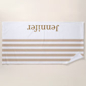 Strandtuch Frühling Beige & Weiß gestreift (Vorderseite)