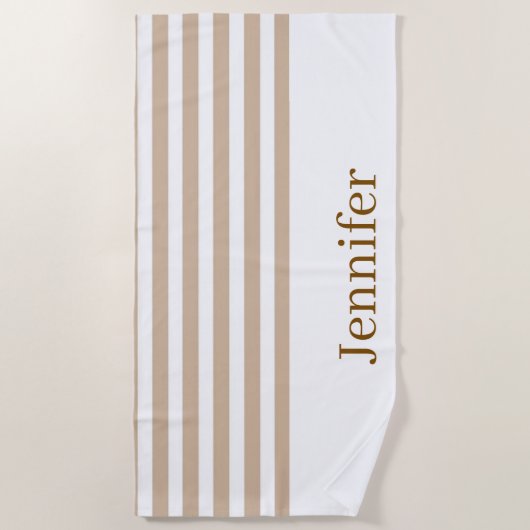 Strandtuch Frühling Beige & Weiß gestreift (Vorderseite)