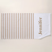 Strandtuch Frühling Beige & Weiß gestreift (Vorderseite)
