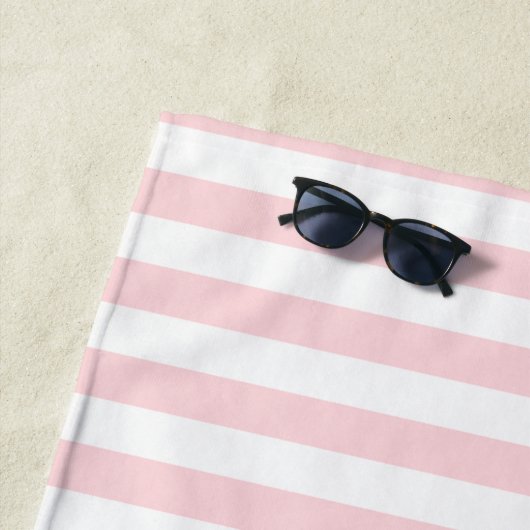 Strandtuch Frühling Pastell Rosa & Weiß gestreift (Beispiel)