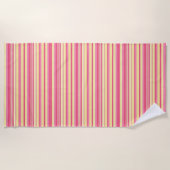 Strandtuch Frühling Rosa & Gelb Streifen (Vorderseite)