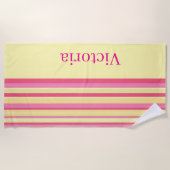Strandtuch Frühling Rosa & Gelb Streifen (Vorderseite)