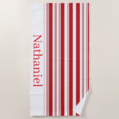 Strandtuch Frühling Rot & Weiß gestreift (Vorderseite)
