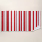 Strandtuch Frühling Rot & Weiß gestreift (Vorderseite)