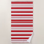 Strandtuch Frühling Rot & Weiß gestreift (Vorderseite)