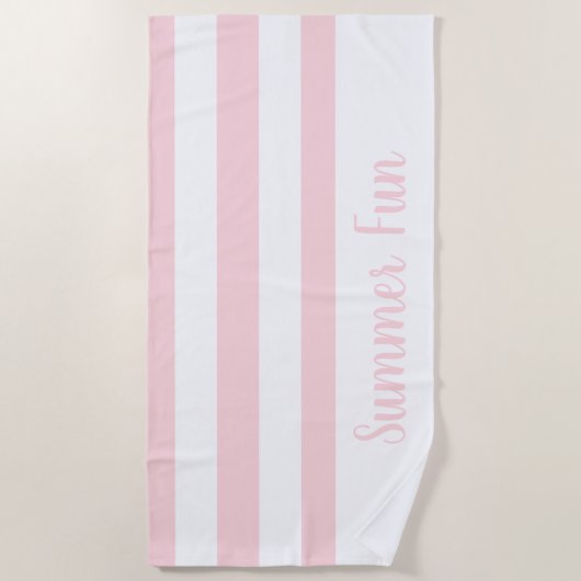 Strandtuch Frühlingspastell Rosa & Weiß gestreift (Vorderseite)