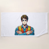 Strandtuch mit Manga-Sicherheitsfachmann (Vorderseite)