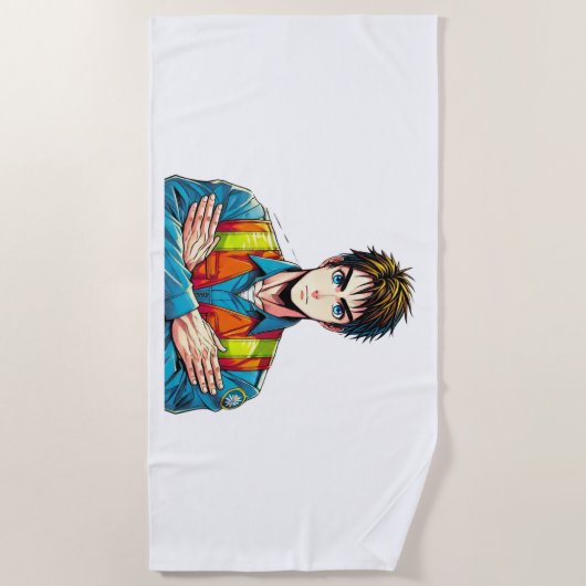 Strandtuch mit Manga-Sicherheitsfachmann (Vorderseite)