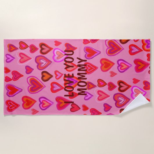 Strandtuch mit Rotherzen (Vorderseite)