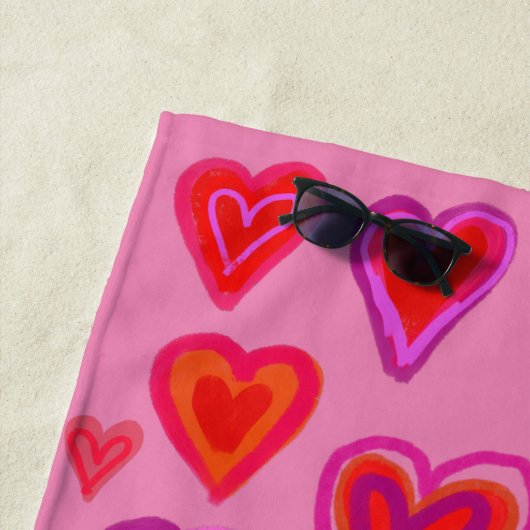 Strandtuch mit Rotherzen (Beispiel)