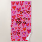 Strandtuch mit Rotherzen (Vorderseite)