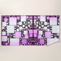 Strandtuch mit weißem und rosa Quadrat