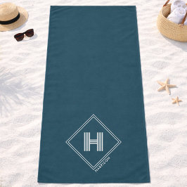 Strandtuch | Moderne geometrische Monogramm-Initia