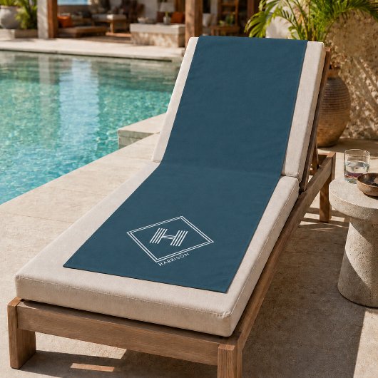 Strandtuch | Moderne geometrische Monogramm-Initia