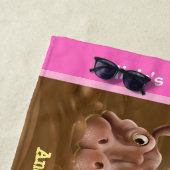 Strandtuch Muddy Hippos. Rosa Kante (Beispiel)