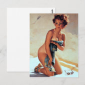 Strandtuch Pin Up Postkarte (Vorne/Hinten)