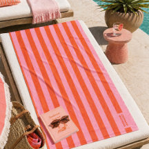 Strandtuch | Preppy Bold Stripe Korallenrosa