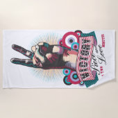 Strandtuch – Victory Peace & Love Pop-Art Design (Vorderseite)