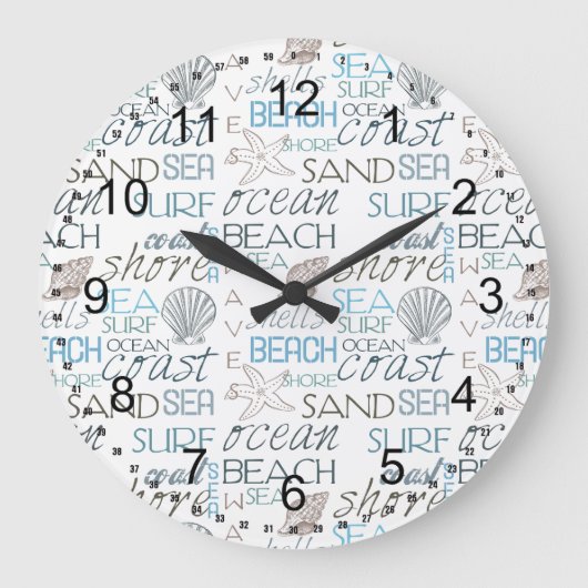 Strandtypografie Große Wanduhr (Vorderseite)