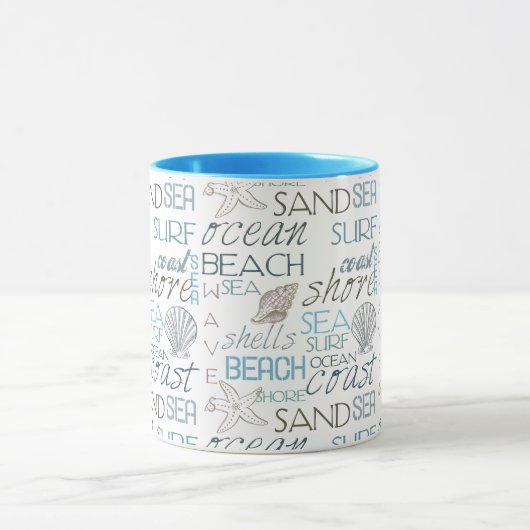 Strandtypografie Tasse (Zentrum)