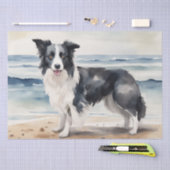 Strandurlaub : Border Collie Decoupage Seidenpapier (Handwerk)