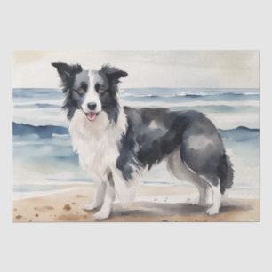 Strandurlaub : Border Collie Decoupage Seidenpapier