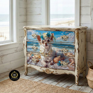 Strandurlaub Chihuahua-Welpe Decoupage Seidenpapier