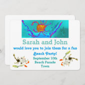 Strandurlaub, Coole Krabbenkunst Einladung (Vorne/Hinten)