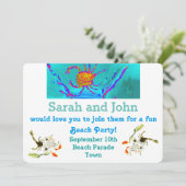 Strandurlaub, Coole Krabbenkunst Einladung (Stehend Vorderseite)