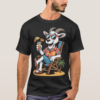 Strandurlaub Entspannter Ziegenbock Mit Cocktail T-Shirt