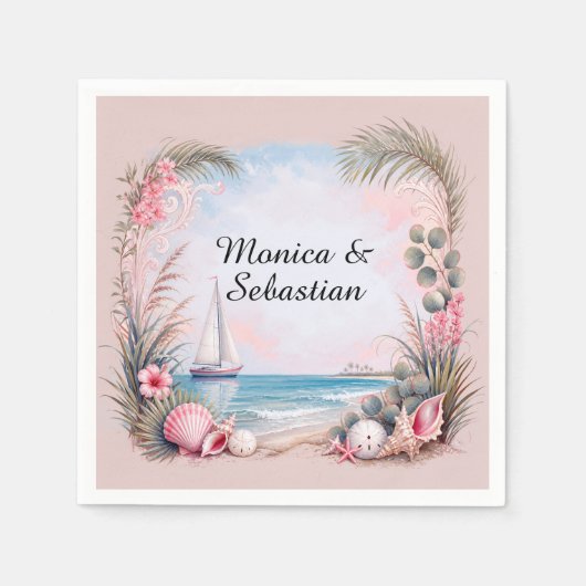 Strandurlaub Küsten-Segelszene Serviette (Vorderseite)