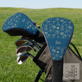 Strandurlaub Muster und Ihr Name in Beige Golf Headcover