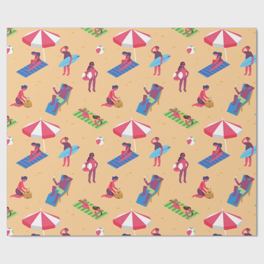 Strandurlaub Surfen Sand Geschenkpapier (Flach)
