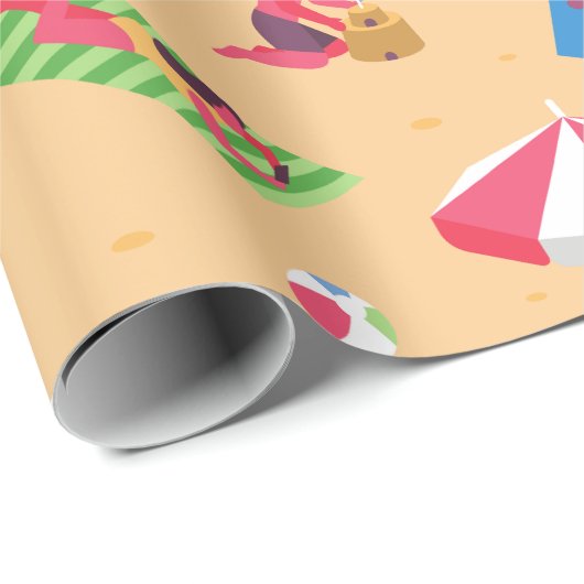 Strandurlaub Surfen Sand Geschenkpapier (Rolleneckpunkt)