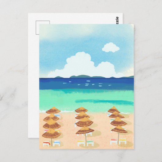 Strandurlaubsort Postkarte (Vorne/Hinten)