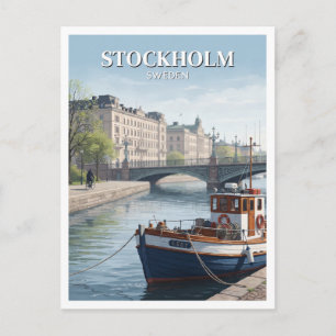Strandvägen und Djurgårdsbron Stockholm Schweden Postkarte