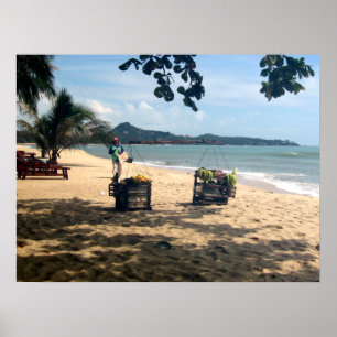 Strandverkäufe ... Lamai-Strand, Koh Samui-Insel Poster