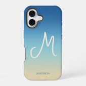 Strandverlauf-Monogramm iPhone 16 Hülle (Rückseite)