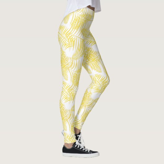 Strandvibes tropisches gelbes Print Leggings (Rechts)