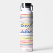 Strandvibes Wasserfarbe Pastellstreifen Personalis Trinkflasche (Vorne)