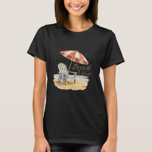 Strandvibes-Wasserfarben-Strandstuhl-Sommer-T-Shir T-Shirt