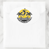 Strandvolleyballpalme Ovaler Aufkleber (Tasche)
