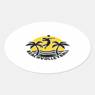 Strandvolleyballpalme Ovaler Aufkleber