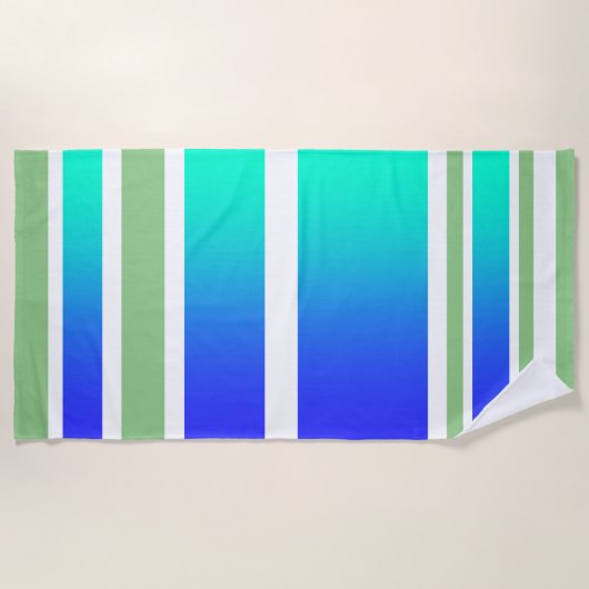 Strandvorm Sand + Surf Aqua Streifen Strandtuch (Vorderseite)