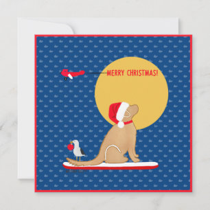 Strandwale Surfen Golden Santa Dog Feiertagskarte