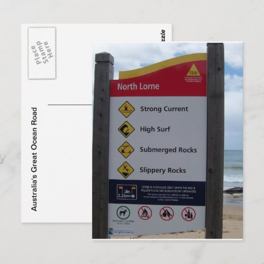 Strandwarnung Postkarte (Vorne/Hinten)