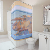 Strandwasser und Boote - französische Kunst Duschvorhang (Beispiel)