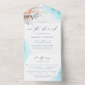 Strandwasserfarbe in einer Hochzeitsreise All In One Einladung (Innen Boden)