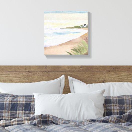 Strandwaves | Küstenmeer Wasserfarbe Leinwanddruck (Insitu (Schlafzimmer))